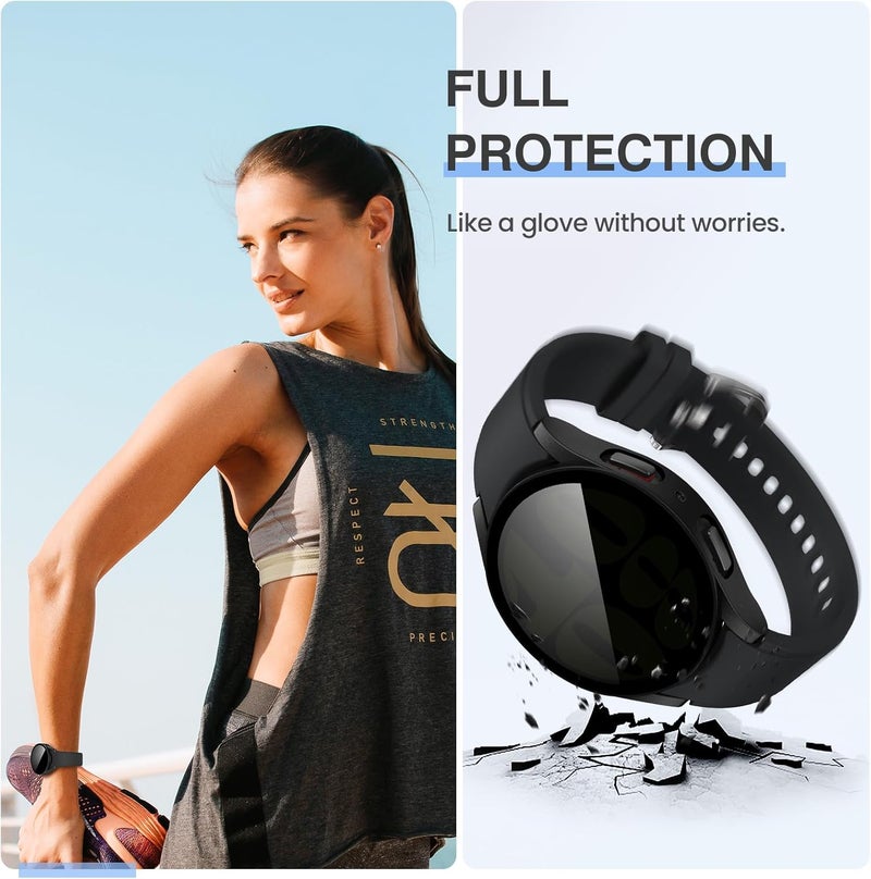 Tensea [1Pack] for Samsung Galaxy Watch 6 2023 Screen Protector Case 40mm Accessories, Protective Face Cover for 40 mm, Hard Bumper Built-in Tempered Glass Film for Women Men (40mm, Privacy Screen) - Image 3